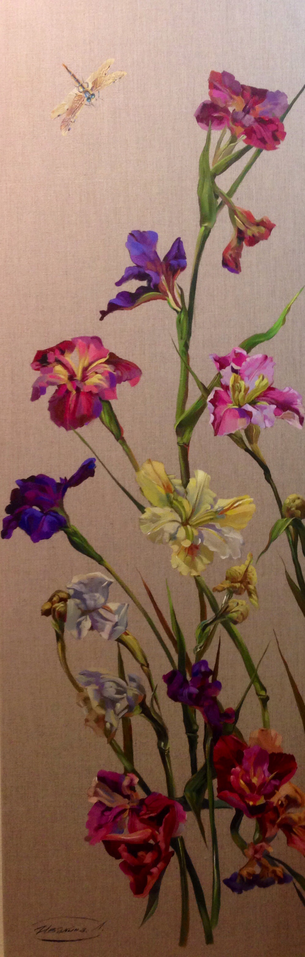Irises on linen
